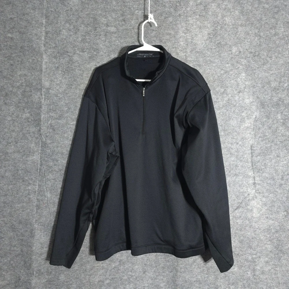 Nike Golf Therma-FIT Mens XL Black 1/4 Zip Pullover 381259-010 Fleece Mock Neck